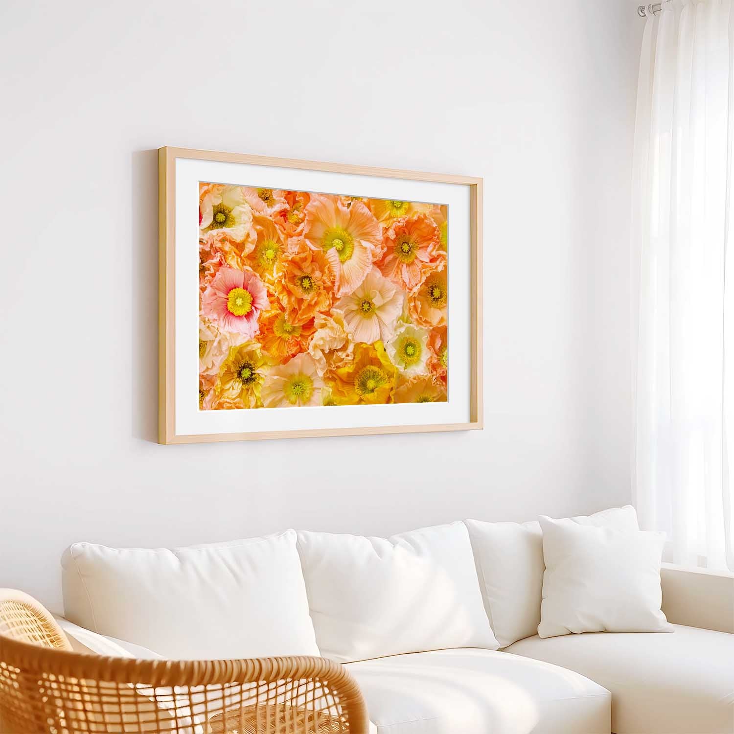 Petals of Light Horizontal Poppy Wall Art Print with fine art paper texture and visible petal veins, wall art