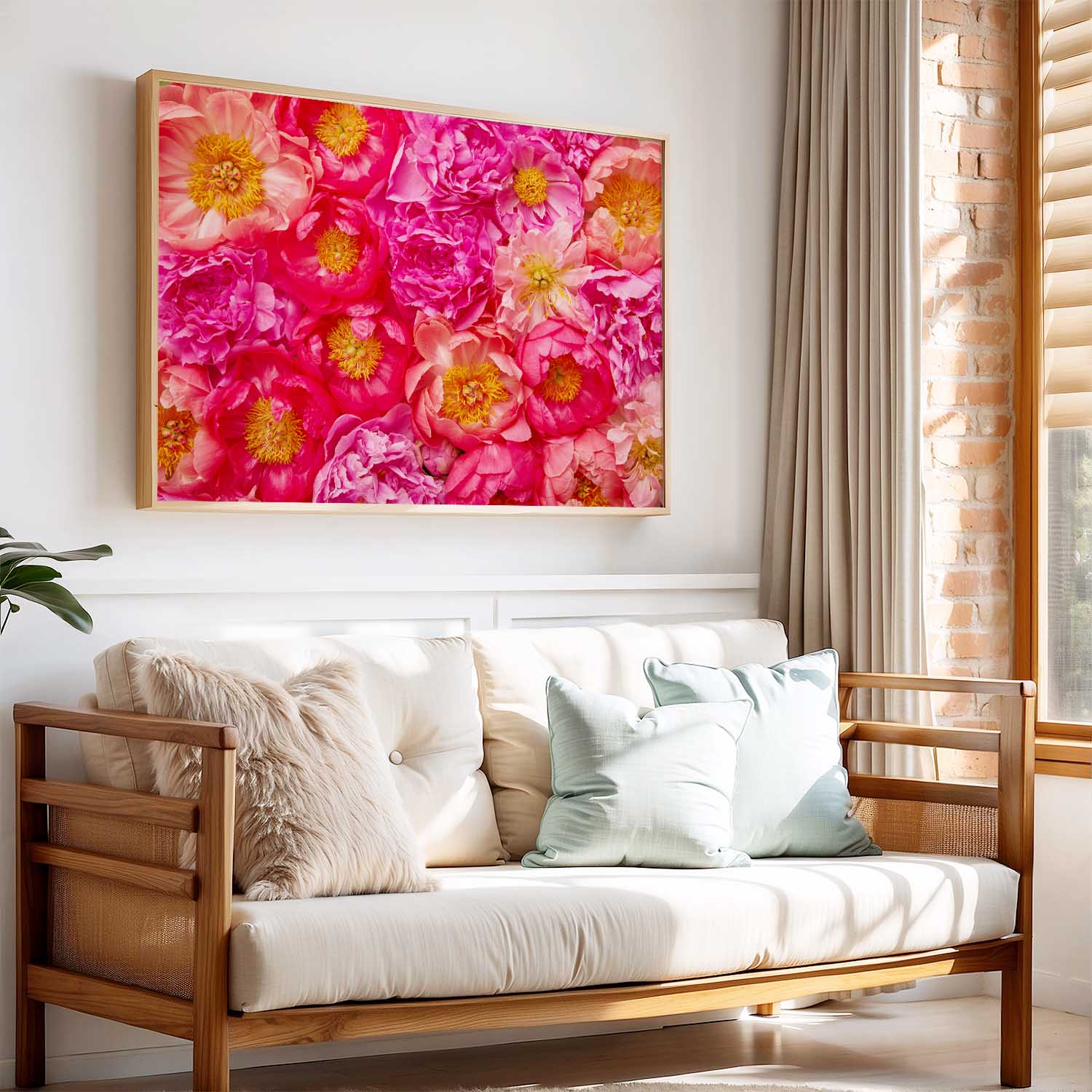 Radiant Dreams - Horizontal Peony Wall Art Canvas