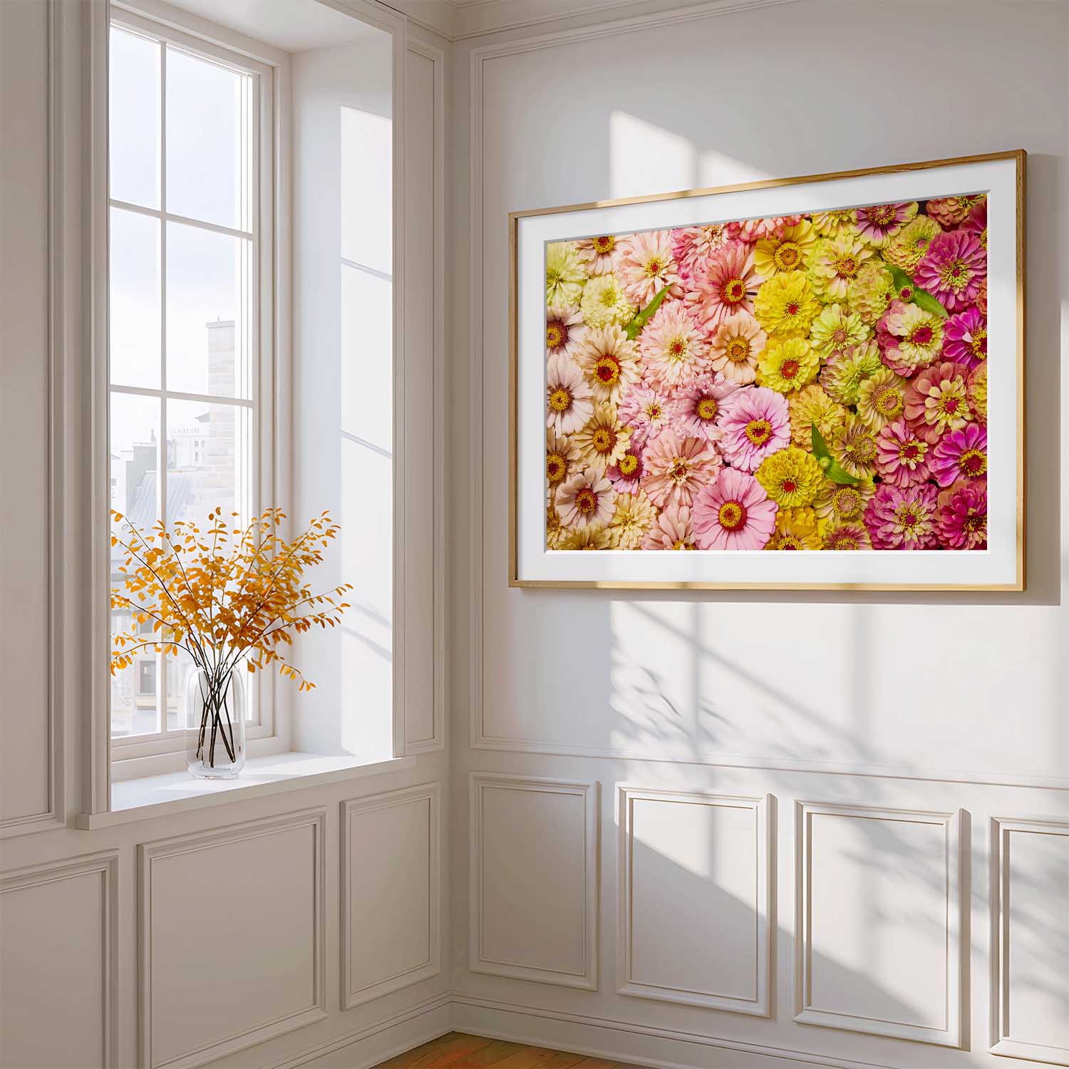 Dawn To Dusk - Horizontal Zinnia Wall Art Print