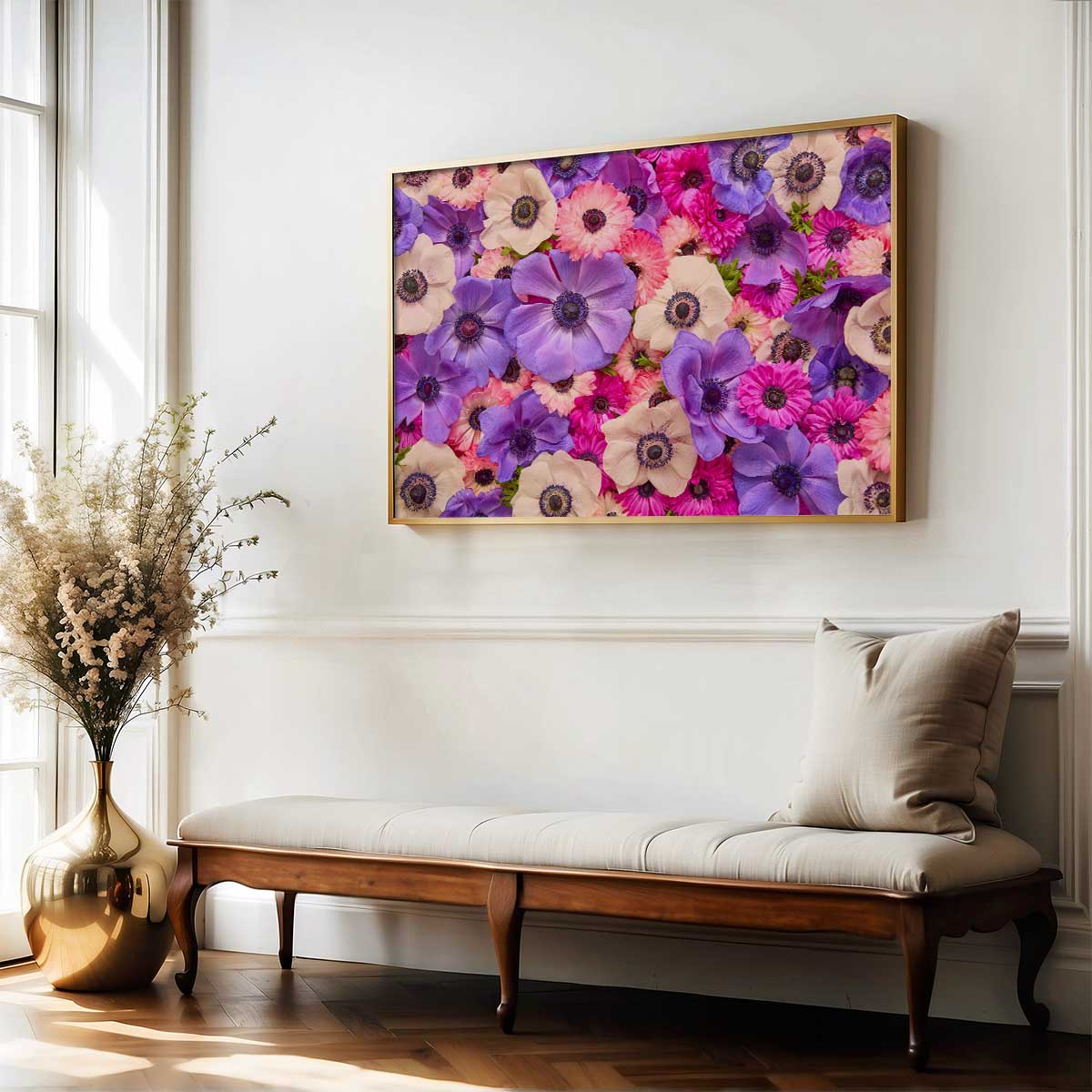 Purple Passion - Horizontal Anemone Wall Art Canvas