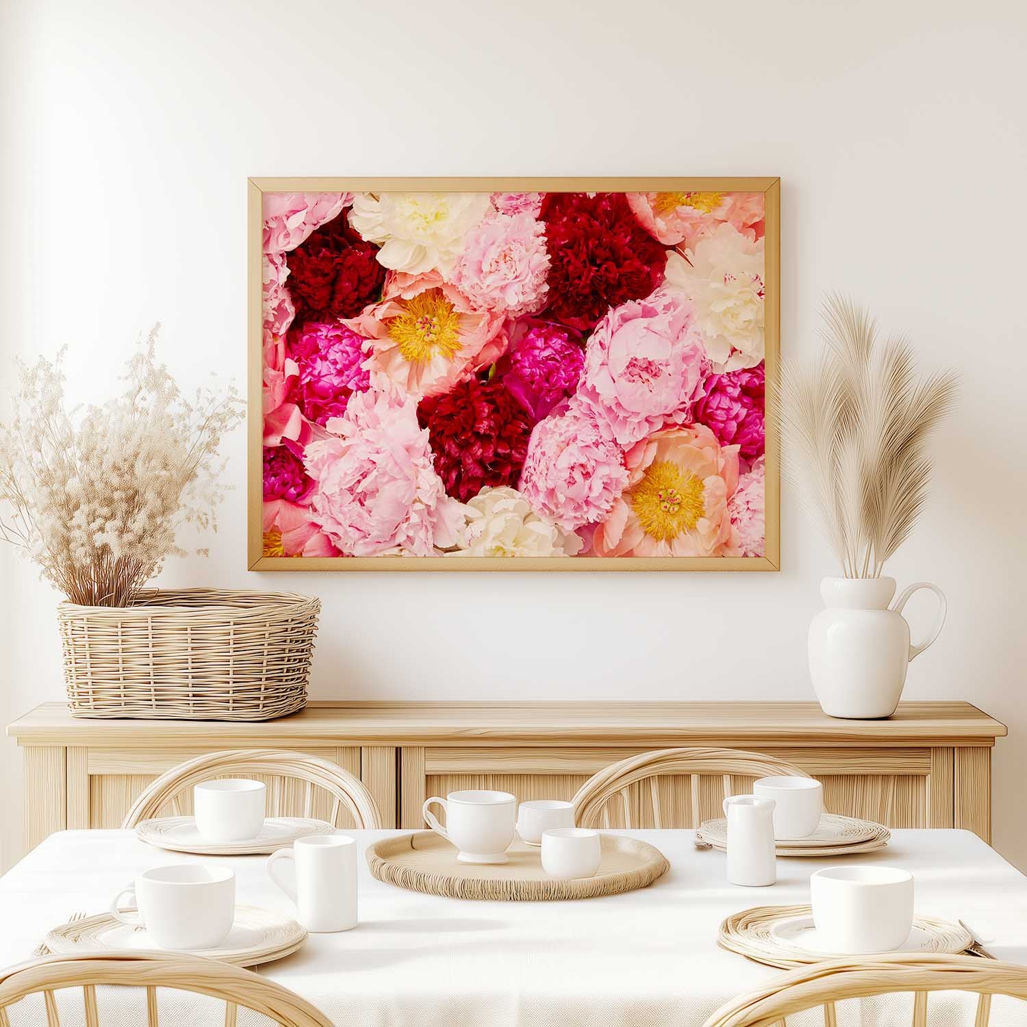 Peony Rhapsody - Horizontal Wall Art Canvas