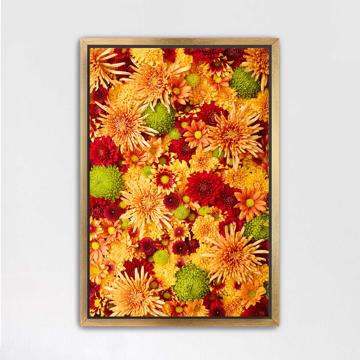 The image is a vibrant and colorful collage of various flowers, including daisies, chrysanthemums, and dahlias, arranged in a visually appealing manner.